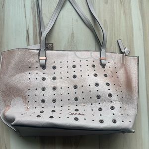 Calvin Klein Rose Gold Tote with Metal Accents